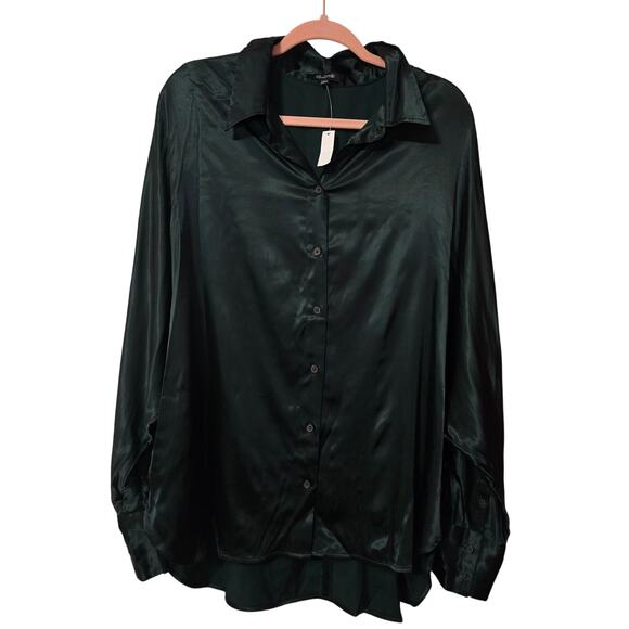 Madewell Dark Green Satin Blouse - Picture 4 of 8